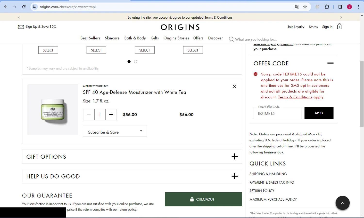 How to apply Origins coupon code
